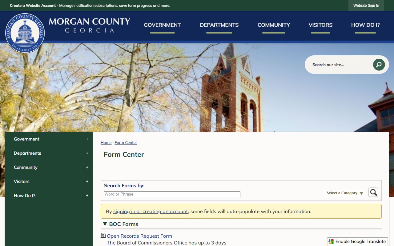 Morgan County court records form center for open records requests