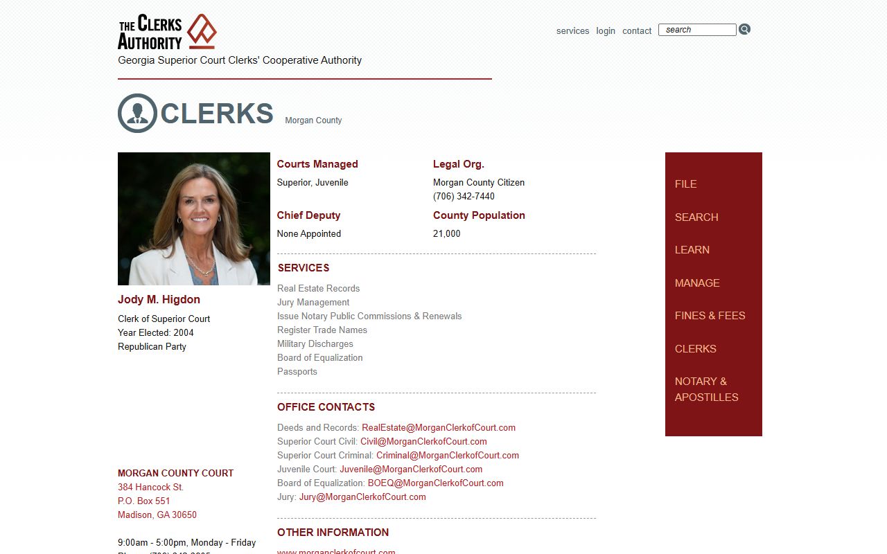 Morgan County court records GSCCCA clerk profile