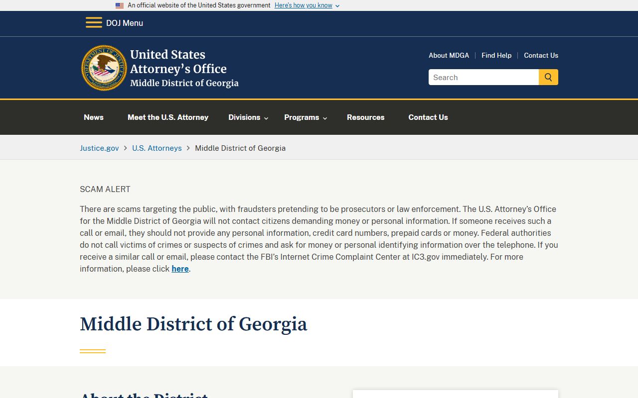 Morgan County criminal court records U.S. Attorney Middle District of Georgia page