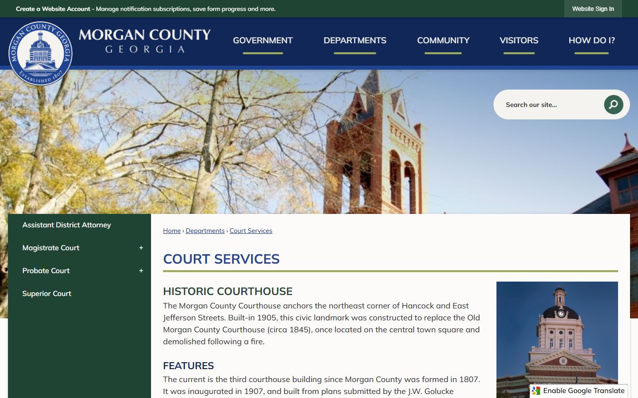 Morgan County Court records court services page