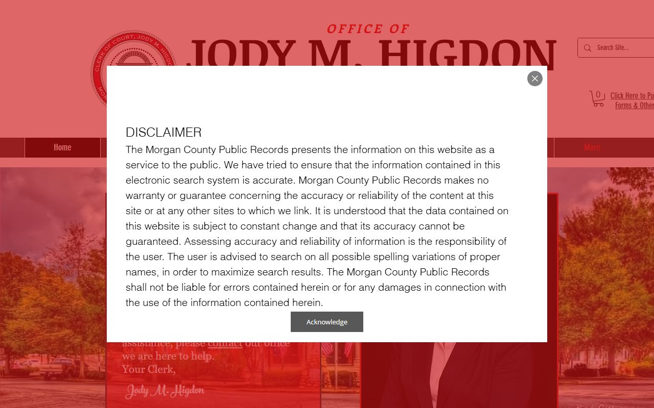 Morgan County Court records clerk homepage