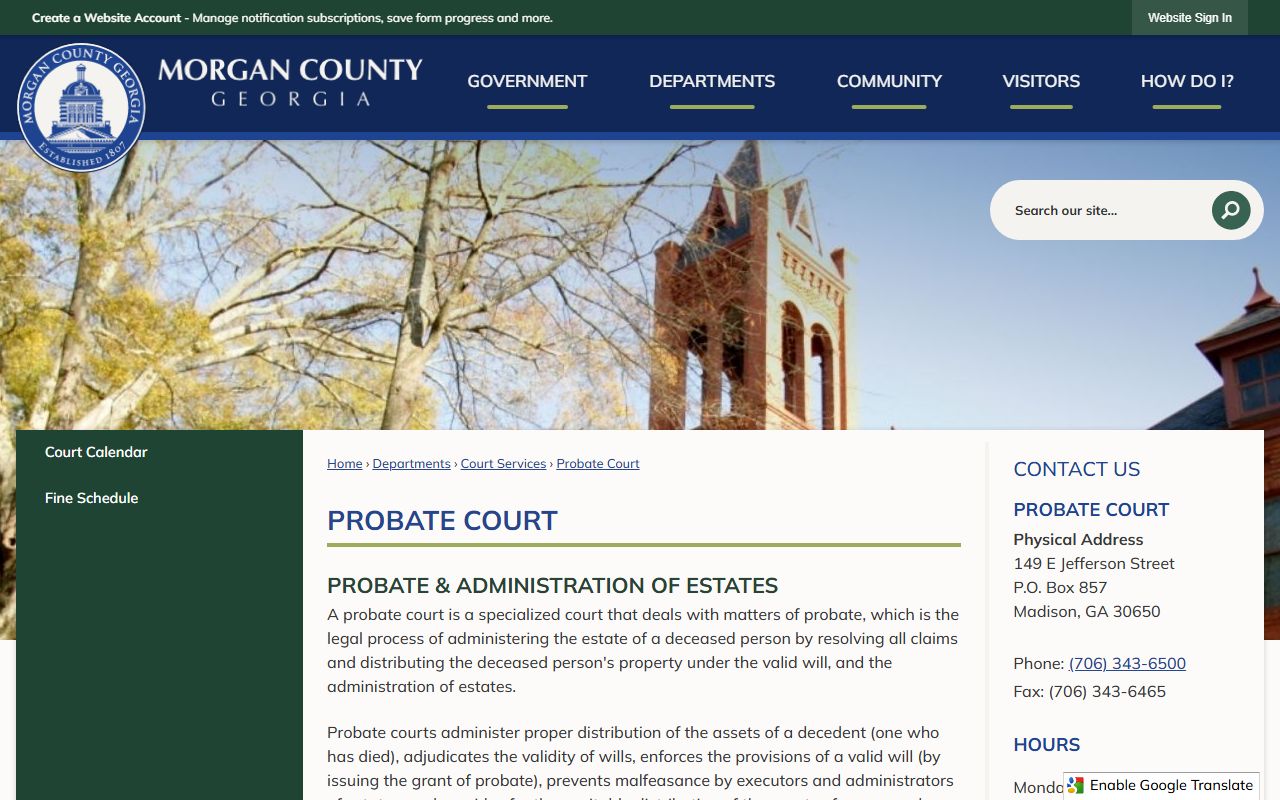 Morgan County probate records official Probate Court page